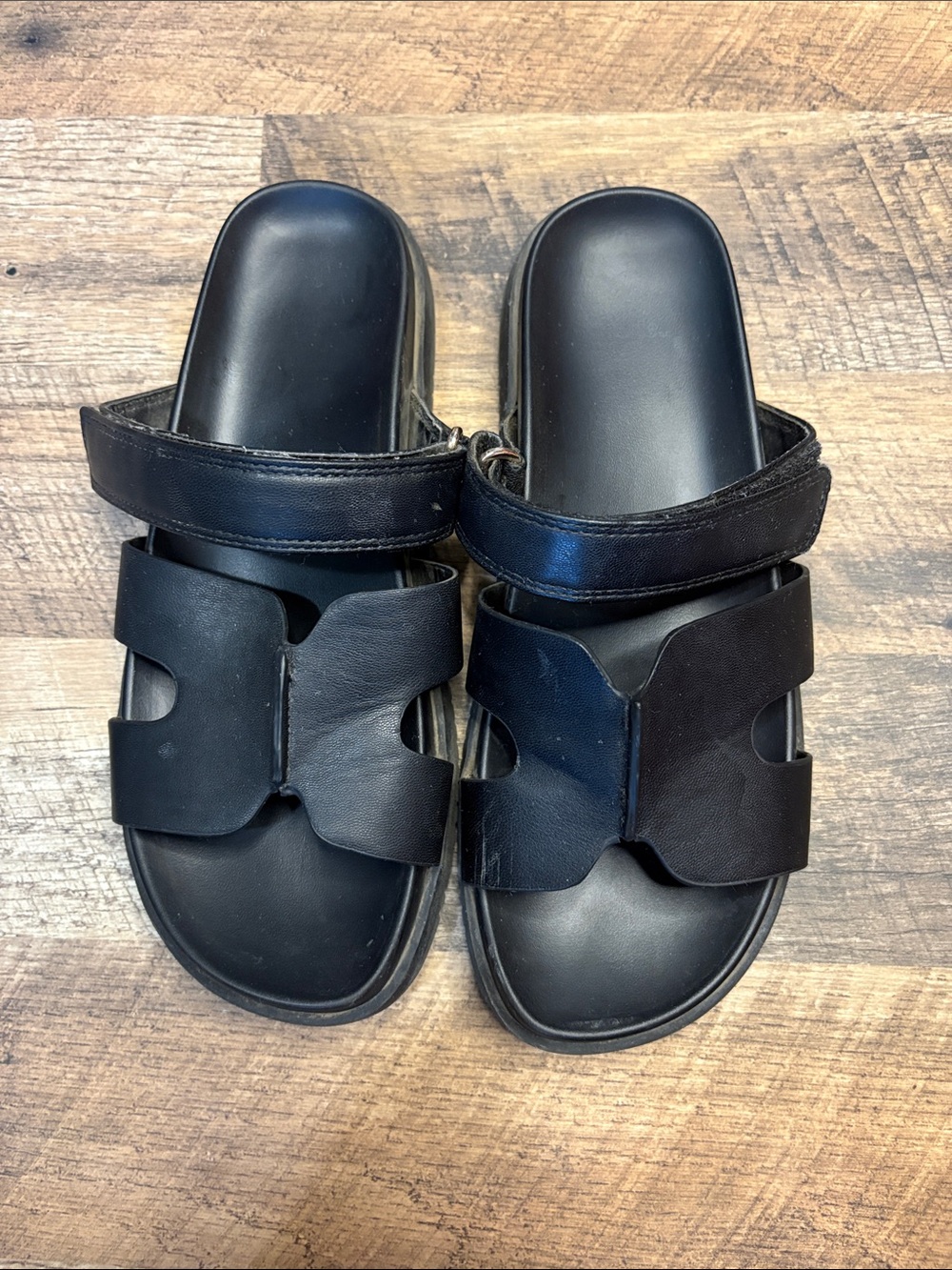 Women Black Slide Sandals - Casual Leather Straps